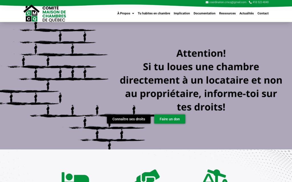Capture d’écran du site Comité Maison de chambres de Québec