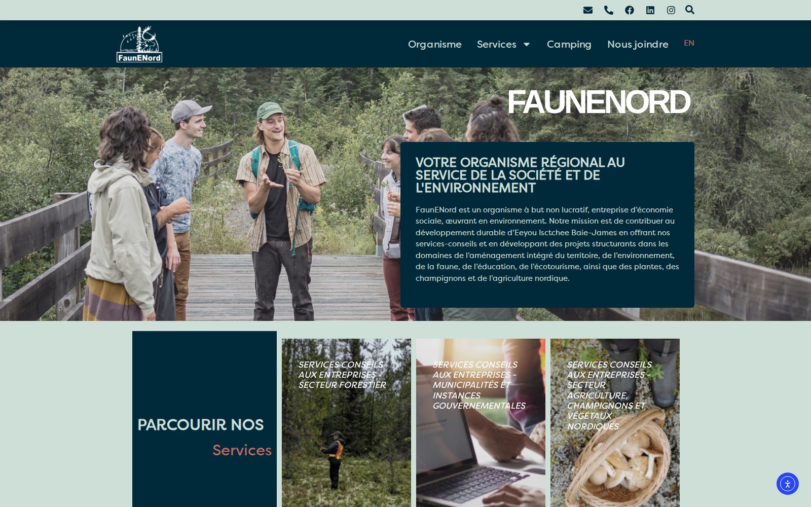 Capture d’écran du site FaunENord